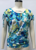 Short Sleeve Dolman with Rouched Shoulder